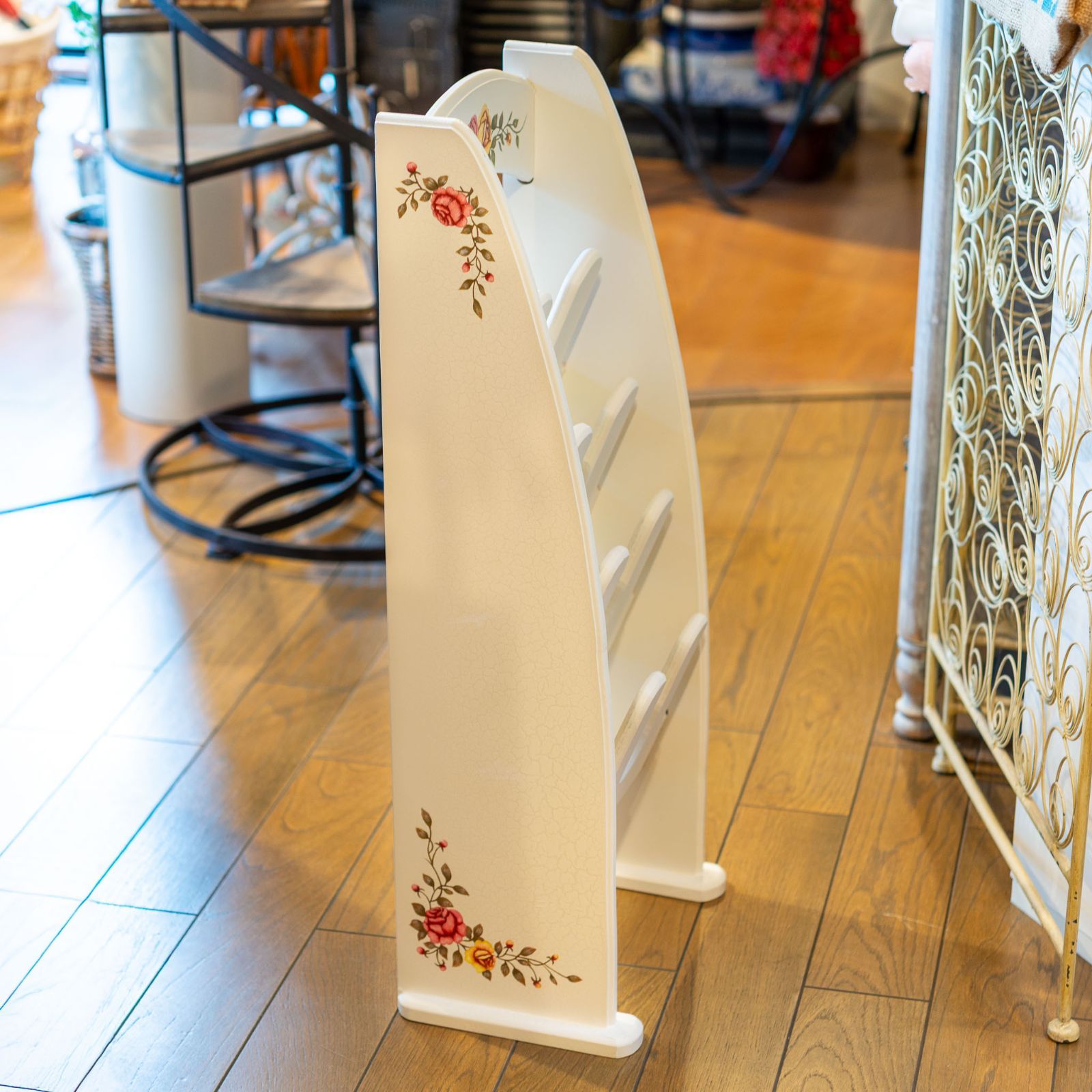 木製 クラック塗装仕上げ スリッパラック クラシックローズ