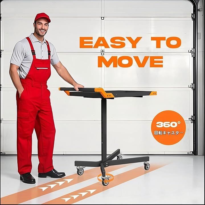 Jumei ツールワゴン 工具カート 工具台車 高さ88～123cmまで調整 ツールカート 昇降式 整備用テーブル 360°回転 キャスター付き ブラック NEXPOTALLINN_EU