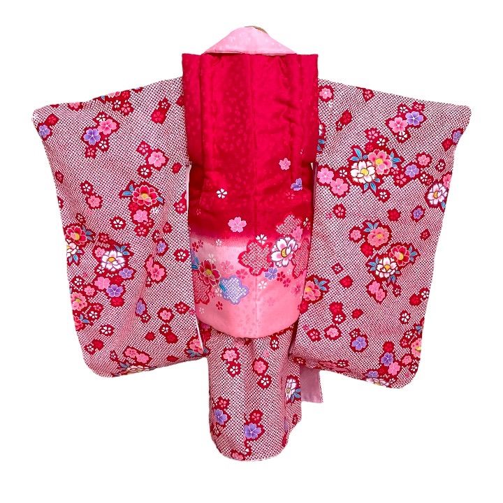 七五三女の子着物 被布 白 ピンク レトロ 七五三 3歳児 被布セット 桜