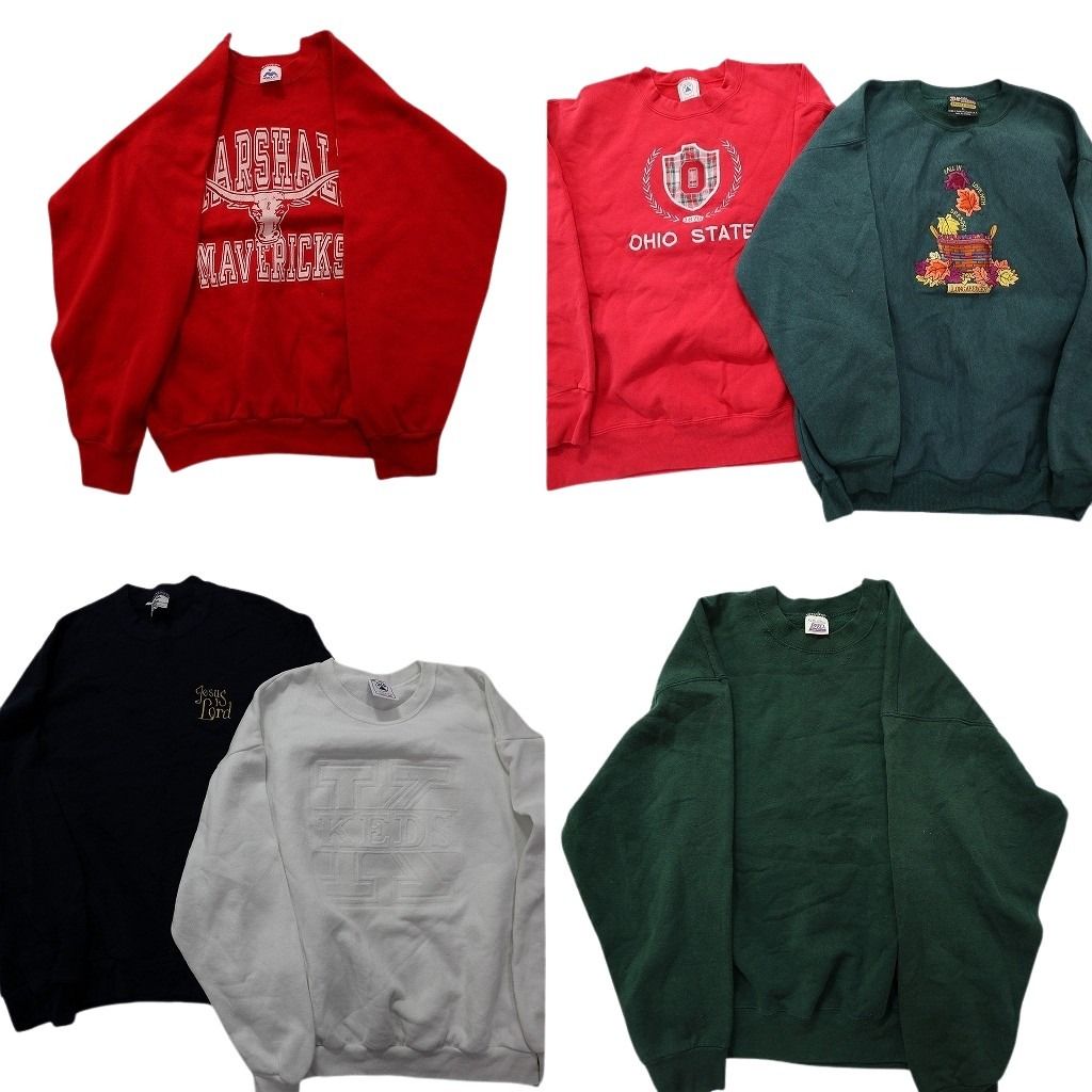 古着卸 まとめ売り USA製 スウェット 6枚セット (メンズ XL ) 90s 無地 英文字 オハイオ州 中古 古着 MY8448