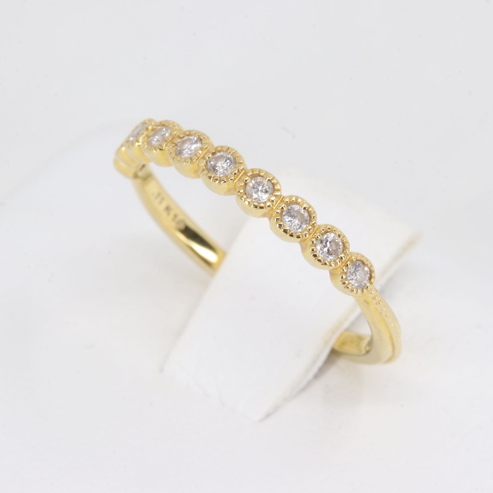 IT7BCT9RUQH3 agete アガット K18 YG 10Pダイヤリング D0.11ct 1.45g 