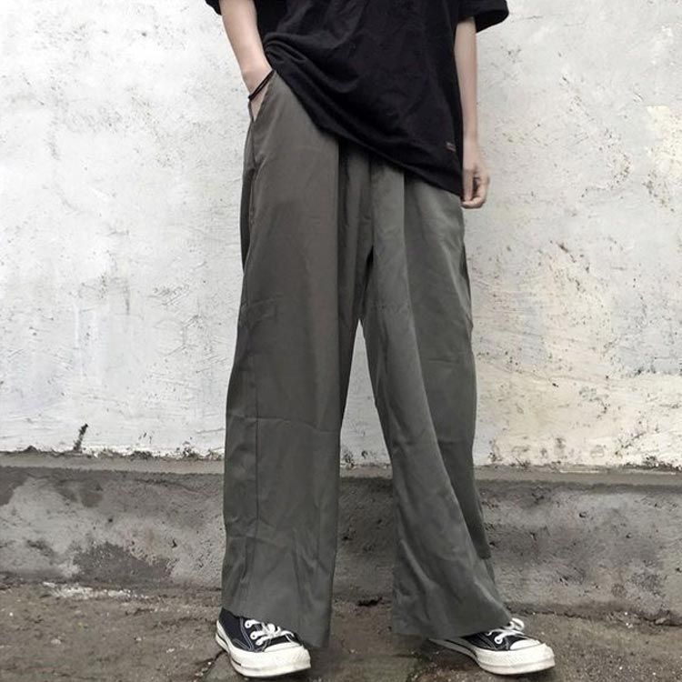 テーパードパンツ ワイドパンツ メンズ バギーパンツ ゆったり 太め カジュアルパンツ サルエル イージーパンツ リラックス ロングパンツ 無地 薄手 ボトムス ウェストゴム コットン オールシーズ