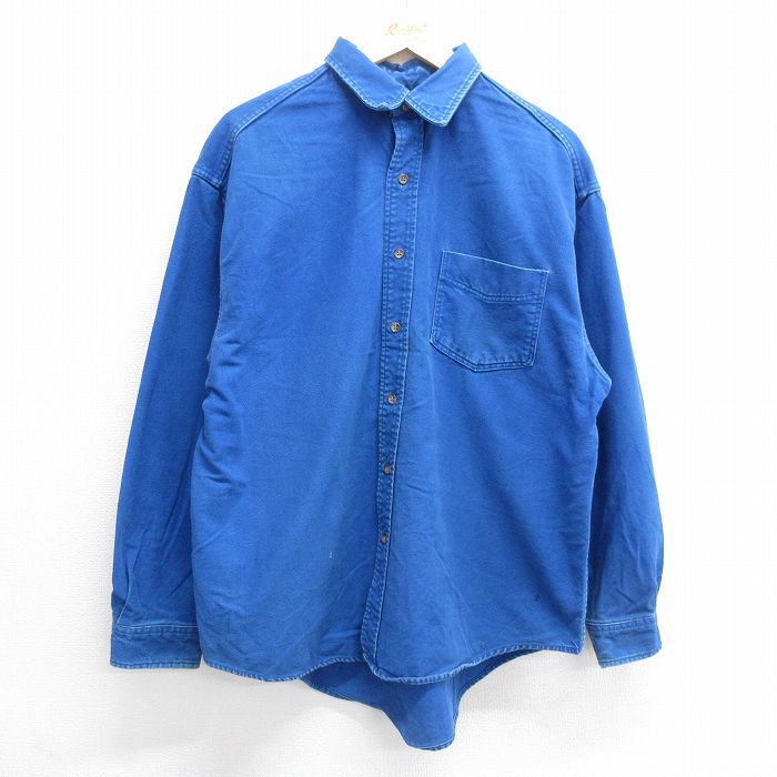 XL/古着 エディーバウアー 長袖 ブランド シャツ メンズ 90s コットン 青 ブルー 23sep16 中古 トップス