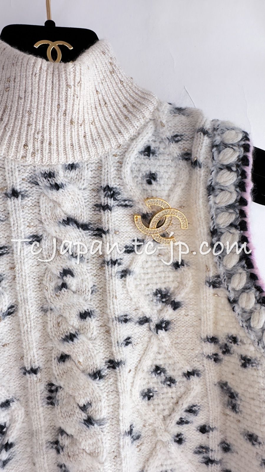 シャネル ベスト セーター CHANEL 21PF 2021 アイボリー カシミア ウール アルパカ ニット トップス 可愛すぎる美人見え 超美品 38 CHANEL - シャネル ベスト セーター CHANEL 21PF 2021