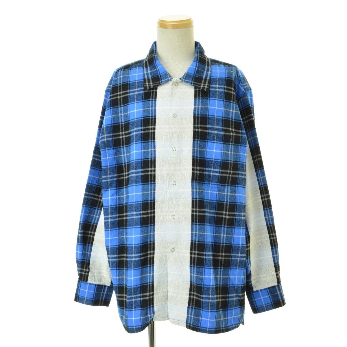 L【SEQUEL / シークエル】SQ-22SS-SH-05 LINE CHECK SHIRT BLUE