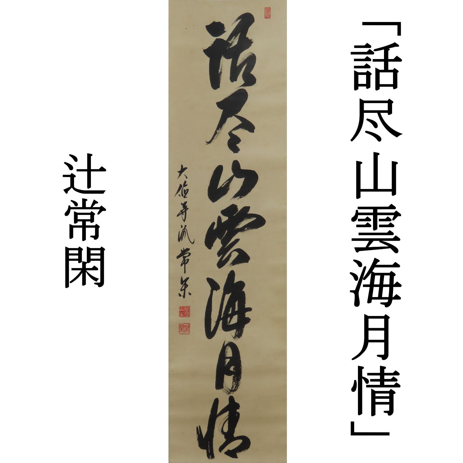 0086 辻常閑 真作保証 掛軸 大徳寺派 吉祥寺住職「話尽山雲海月情」肉筆 共箱 お茶道具 - メルカリ