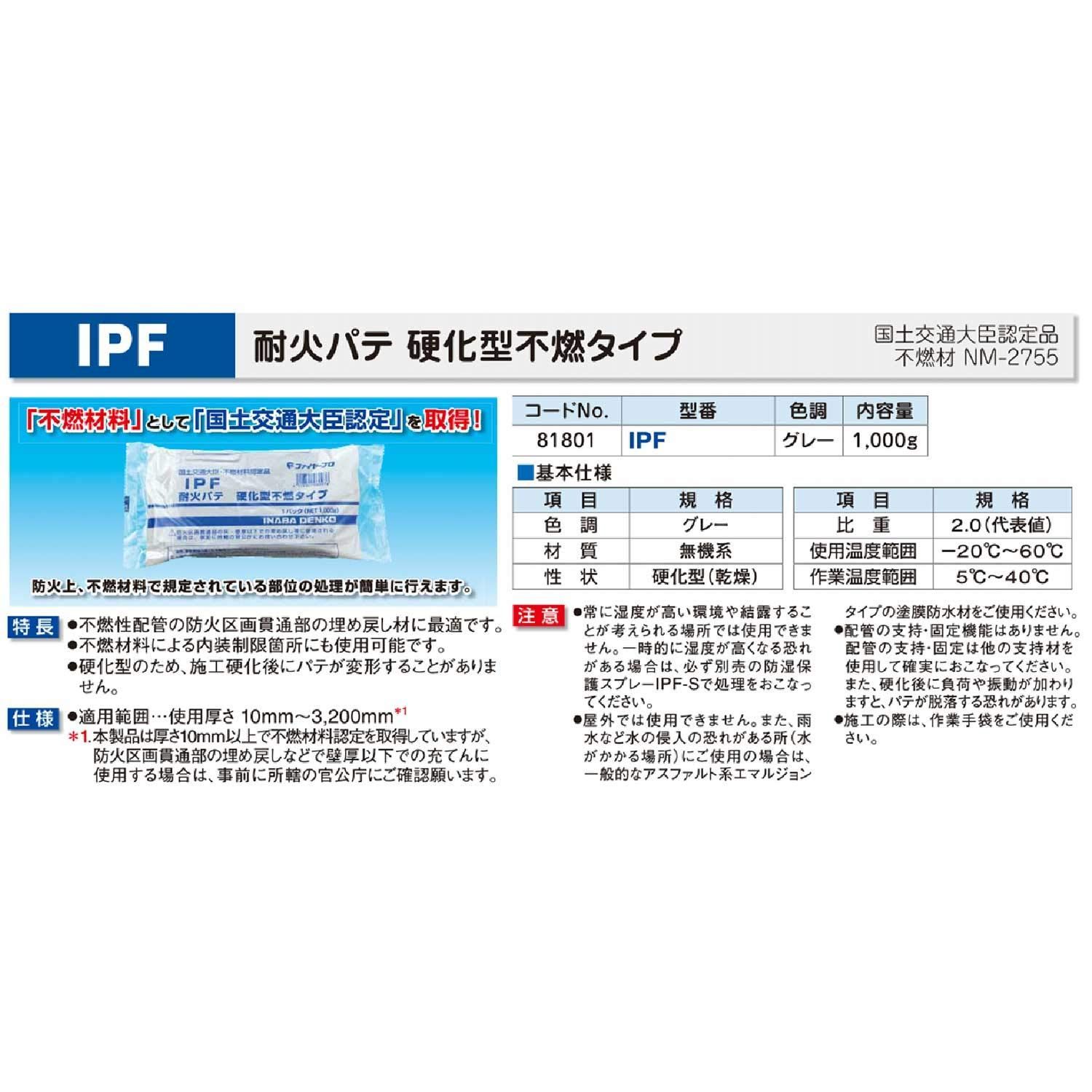 半額SALE IPF 硬化型不燃型 耐火パテ IPF (国土 硬化型不燃タイプ 防火