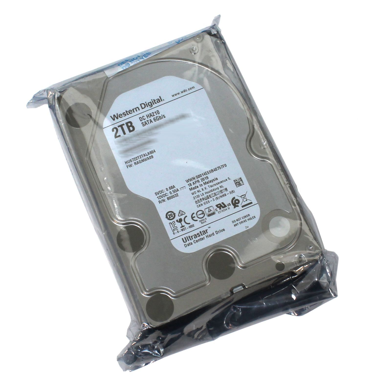 未開封|デッドストック品 HUS722T2TALA604 Western Digital Ultrastar DC HA210 | 7K2 2TB 3.5インチ HDD | SATA 6Gb|s | 7200rpm | 512n