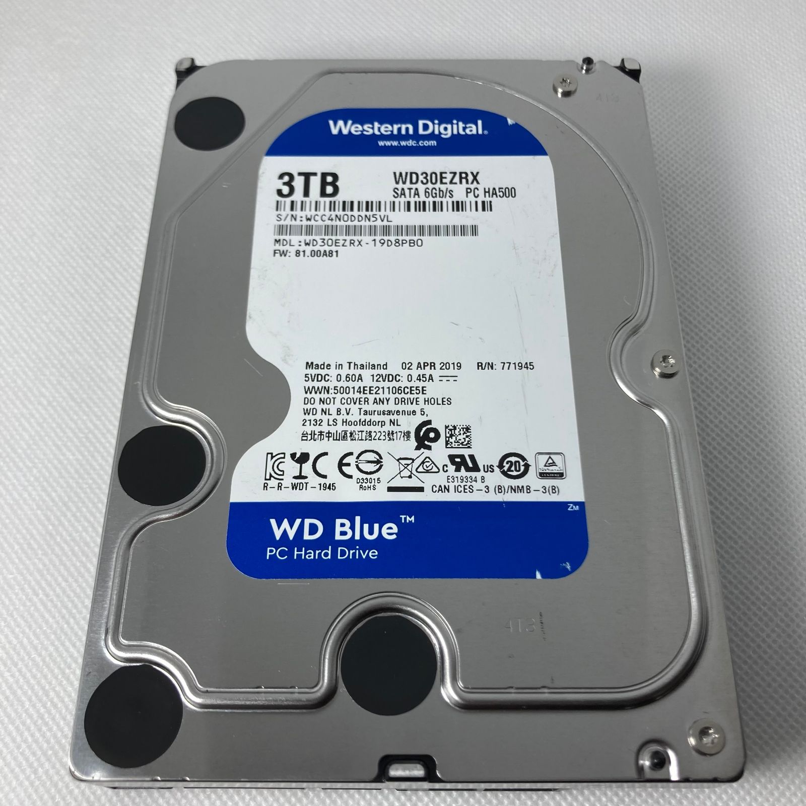 内蔵ハードディスク 3TB WDC バカバカしい WD30EZR＜使用期間 小＞