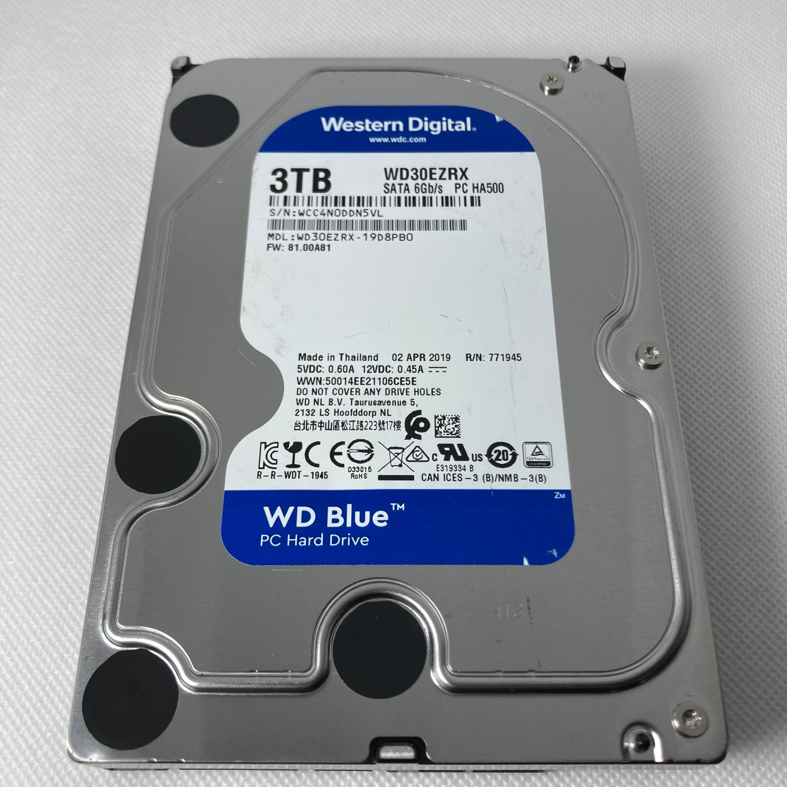 内蔵ハードディスク 3TB ＷDC バカバカしい WD30EZR＜使用期間 小＞