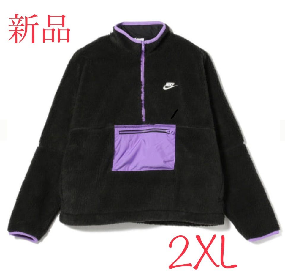 新品未使用 NIKE ハーフジップ ボアフリース アノラック ブラック ナイキ] SC☆NIKE ボア HE ハーフジップ/フーディー パーカー