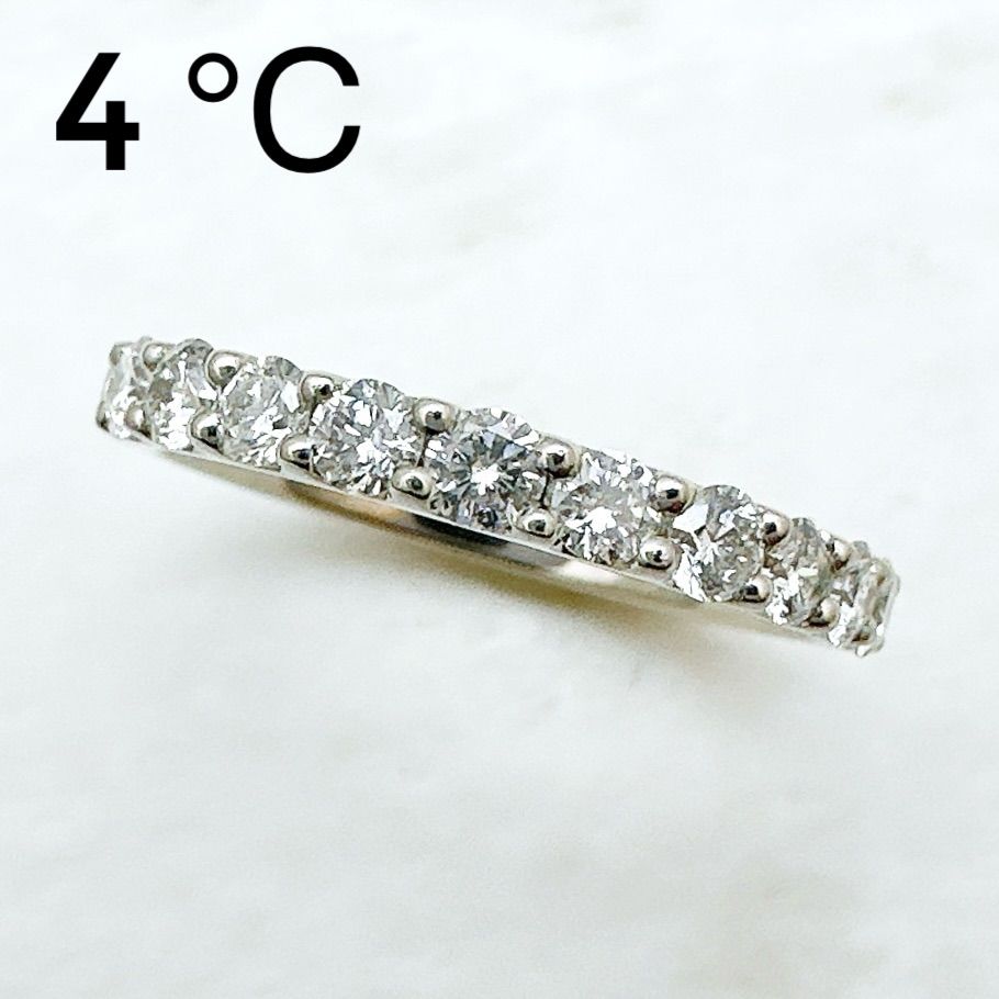 【出品8月中まで♡8号極美品】4°C プラチナダイヤモンドハーフエタニティリング 美品🌟4℃ ハーフエタニティ ダイヤモンド プラチナ リング 約8号