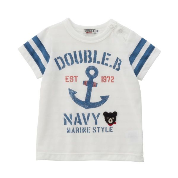 ダブルB★マリンTシャツ★１００★半袖Tシャツ★新品未使用☆ミキハウス☆プッチー ミキハウス ダブルビーmikihouse 透かしボーダーマリン半袖T