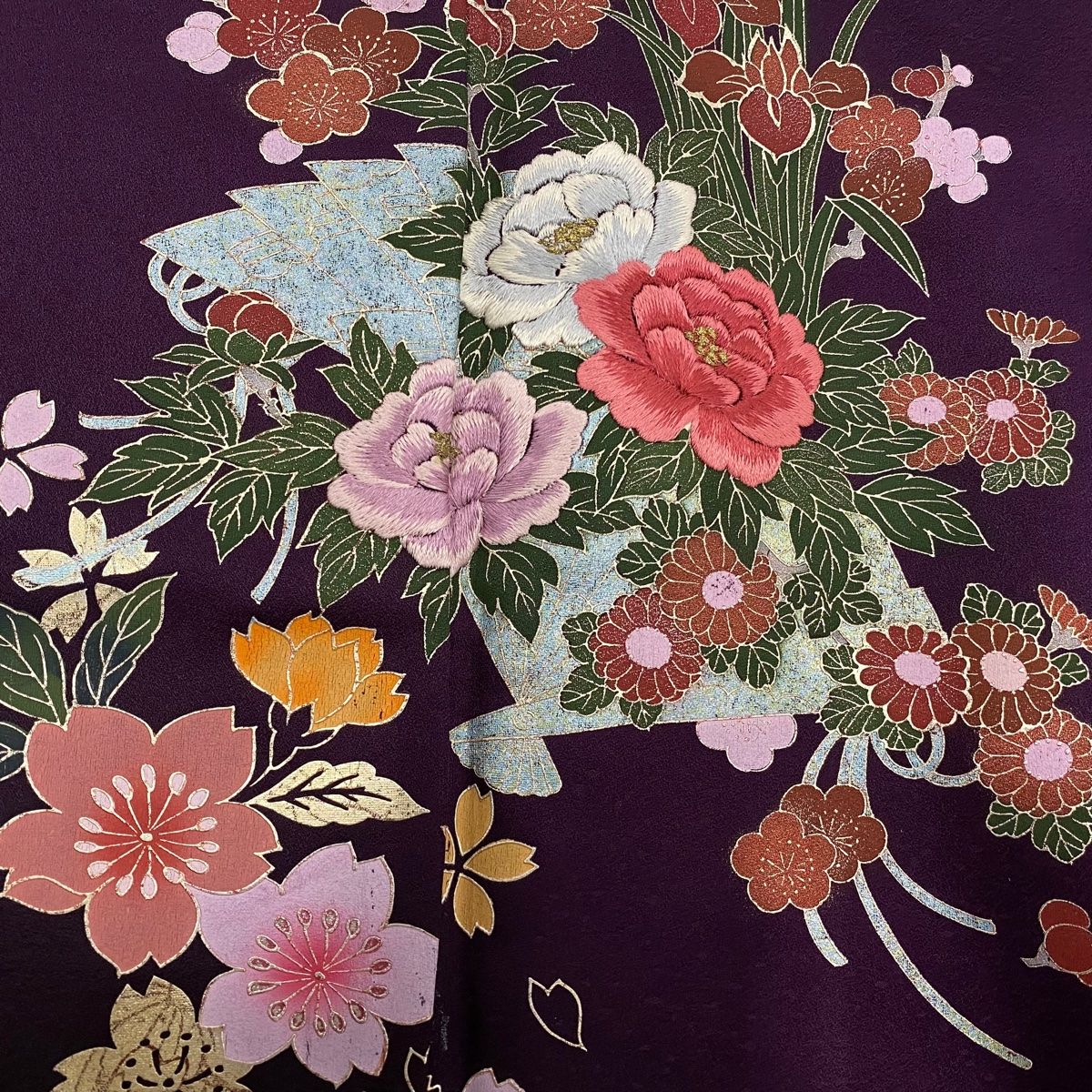振袖　振り袖　花文様　裄７０　正絹 振袖 振り袖 花文様 裄70 正絹 レディース