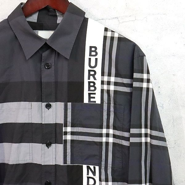 広尾店 バーバリー BURBERRY 長袖シャツ メンズ チェック グレー系 8033933 sizeM 17380