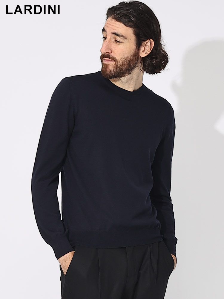 LARDINI (ラルディーニ) ウール クルーネック ニット LDMML260IT61020 ブランド メンズ 男性 トップス (ネイビー)