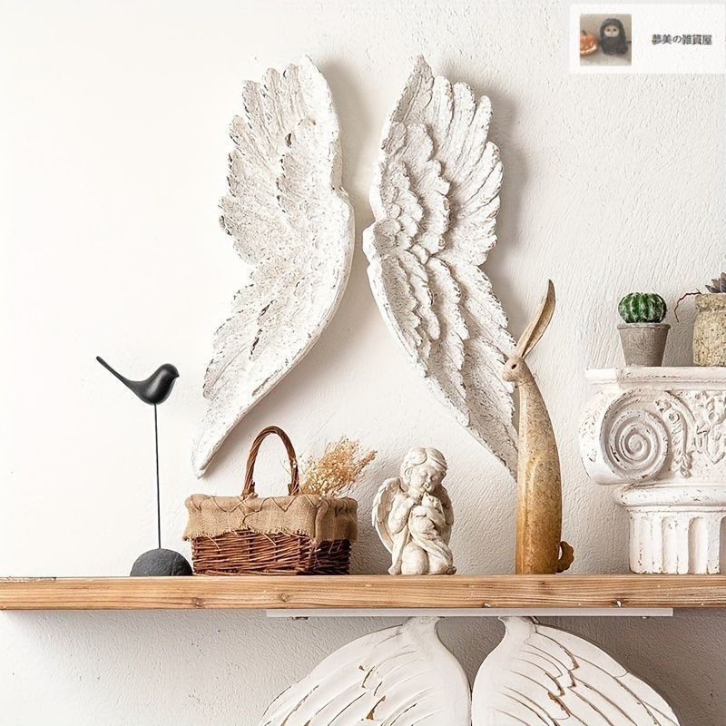 ウォールデコレーション 羽 エンジェル 天使の羽 ウォールインテリア 壁掛け デコレーション ホワイト アンティーク風 ヴィンテージ 壁面ディスプレイ おしゃれ シンプル 5-35 NEXPOTALLINN_EU