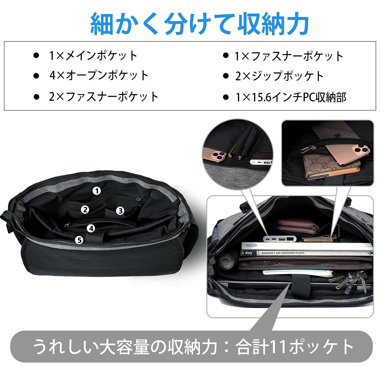 ショルダーバッグ メンズ 大容量 メッセンジャーバッグ 14-17 VASCHY 