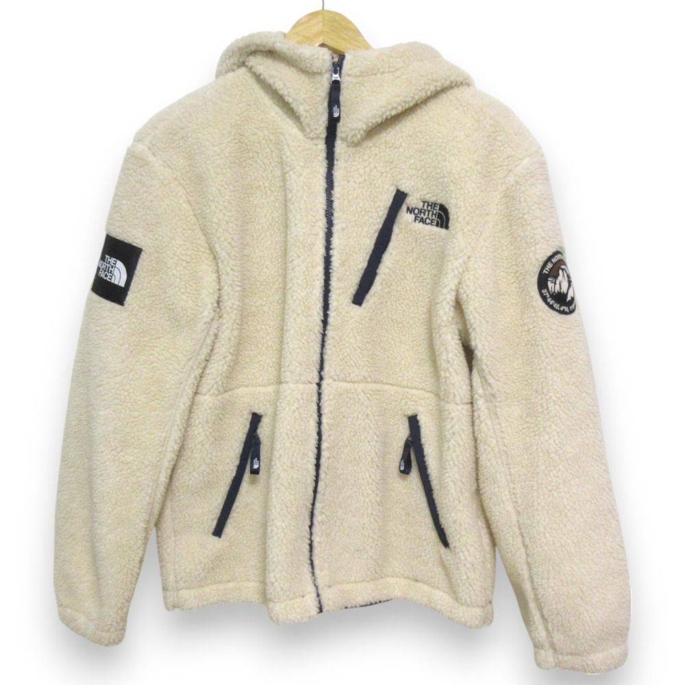 美品 THE NORTH FACE ノースフェイス RIMO HOOD FLEECE JACKET リモフードフリースジャケット NJ4FL56J Mサイズ アイボリー メンズ 古着 中古 USED