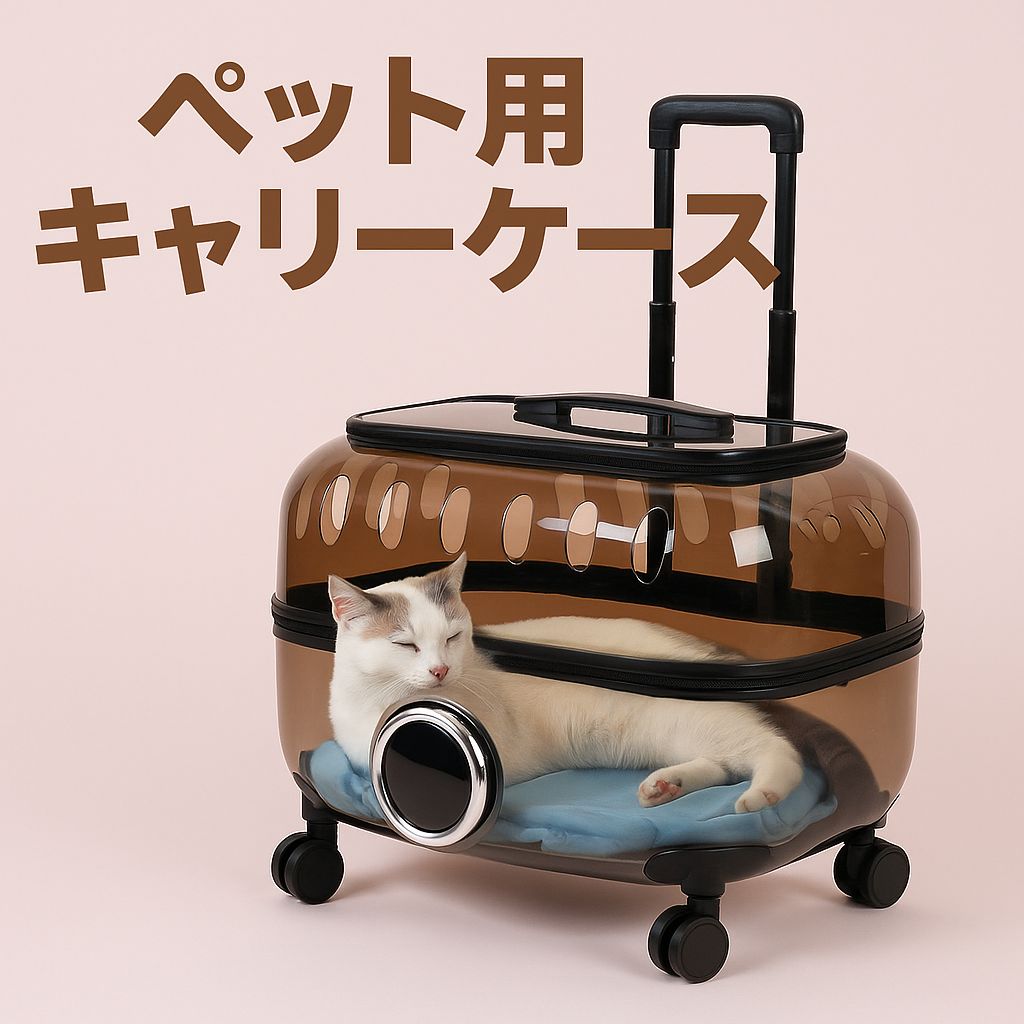 猫用 キャリーバッグ キャリーケース付 透明 ペット用 旅行用 トロリー