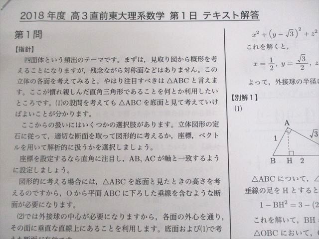 鉄緑会 東京大学 東大理系数学 テキスト 2019 直前 松田一樹 ☆ 015m0D