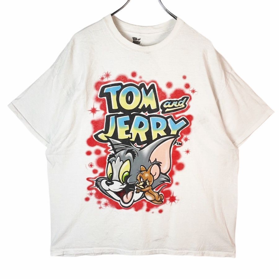 トムとジェリーTomu0026Jerry半袖TシャツキャラクターTシャツキャラ物アメコミUSA大判プリントデカプリント白ホワイト赤レッドvintageヴィンテージ41120