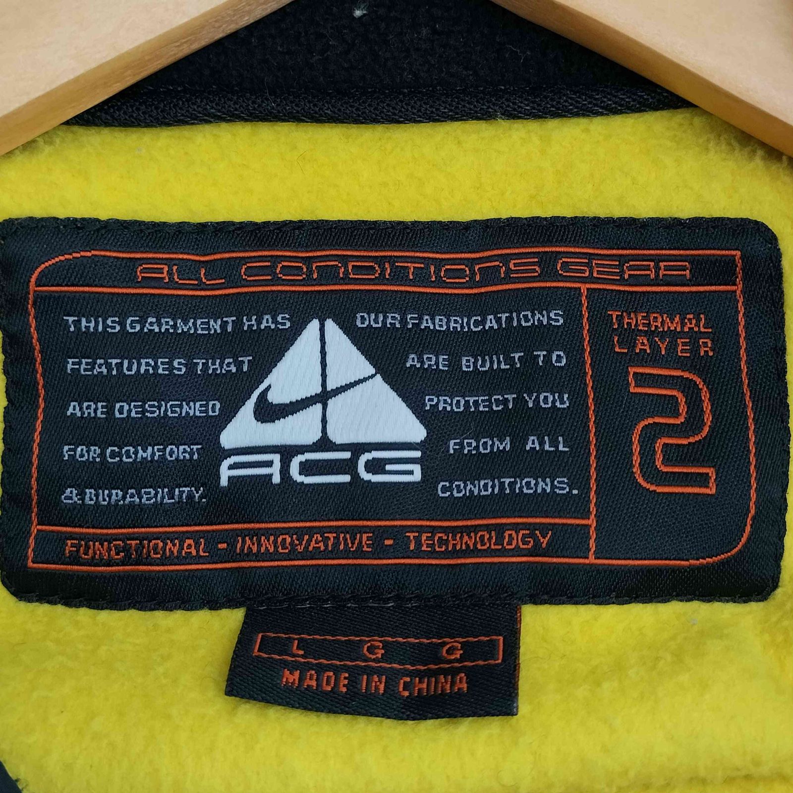 美品 90s Nike ACG LAYER フリース ベスト おにぎりタグ NIKE ACG フリースベスト 90s 黒タグ ロゴ刺繍 ジップアップ S