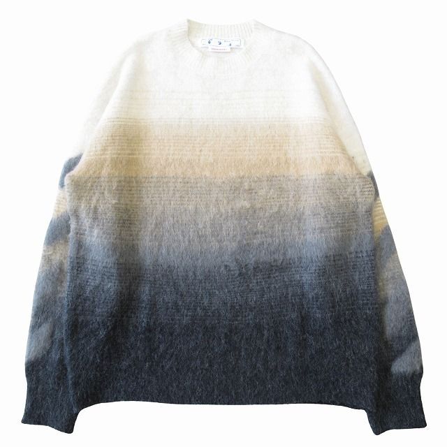 オフホワイト グラ―デーションバックアローモヘアウールニット M