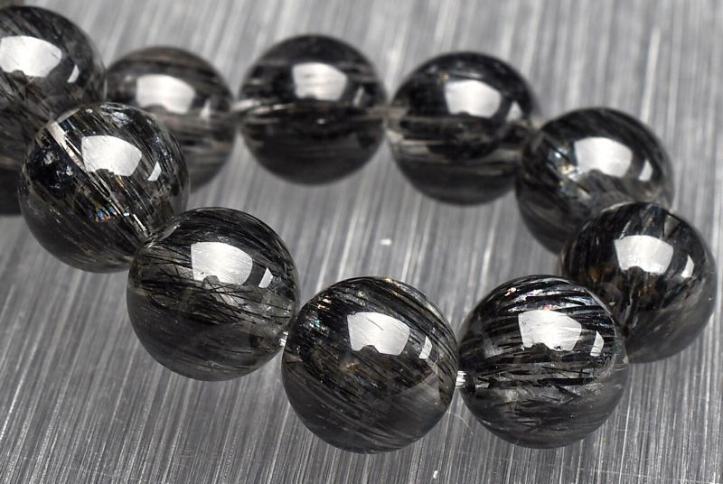 品質保証 ！ １点物 透明 太針 ブラックトルマリンインクォーツ 10mm ブレスレット パワーストーン 天然石 _U7690 太陽のような