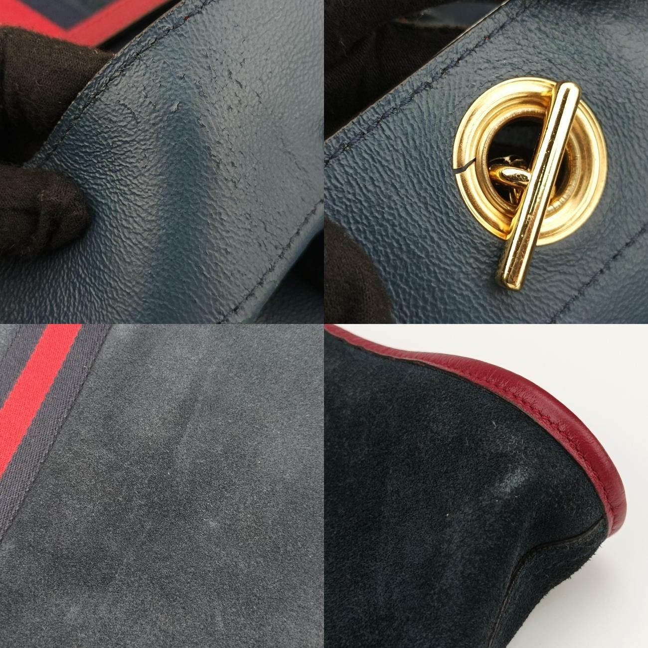 グッチGucciラジャネイビー×レッドスエード537219I028678367 DECORATOM_COM_BR