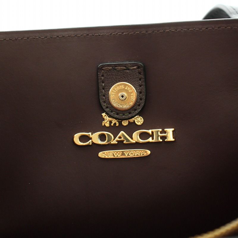 コーチ COACH アベニュー AVENUE トートバッグ ハンドバッグ レザー ロゴプレートチャーム 黒 ブラック ゴールド F48733 /YT