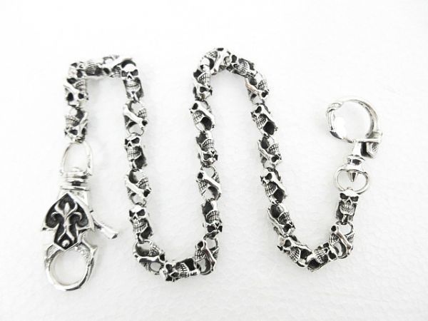 新品 NEW】シルバー 925 スカル ウォレットチェーン クリップ フック  