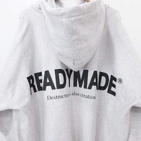 レディメイド READYMADE 23AW HOODIE SMILE パーカー スマイル フーディー ロゴプリント 刺繍  RE-CO-GY-00-00-245 XXLサイズ グレー - メルカリ