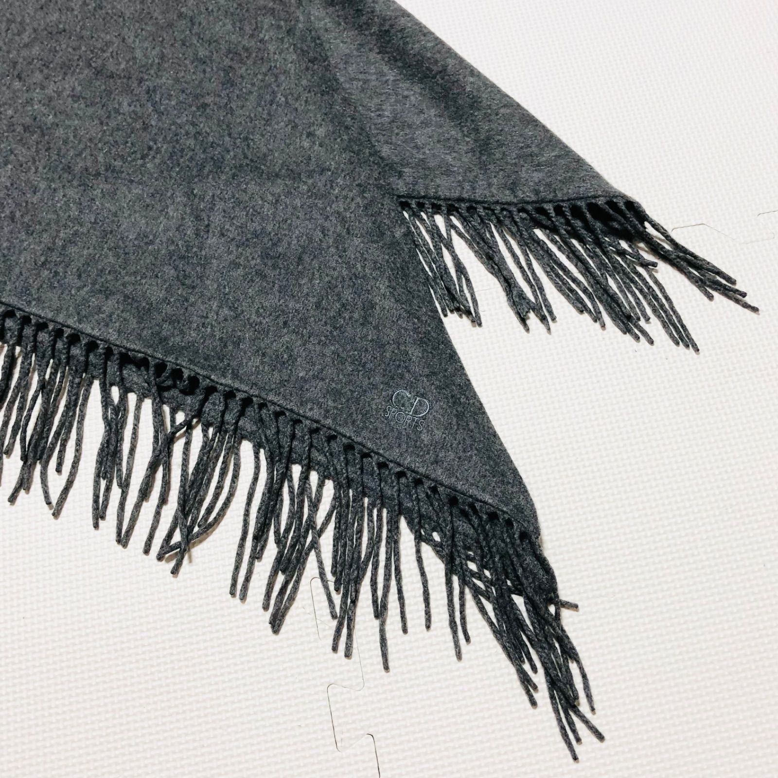 極美品　クリスチャンディオール　マフラー　カシミヤ100%　刺繍ロゴ　鐘紡製 □極美品□稀少カシミヤ100%□Christian Dior SPORTS