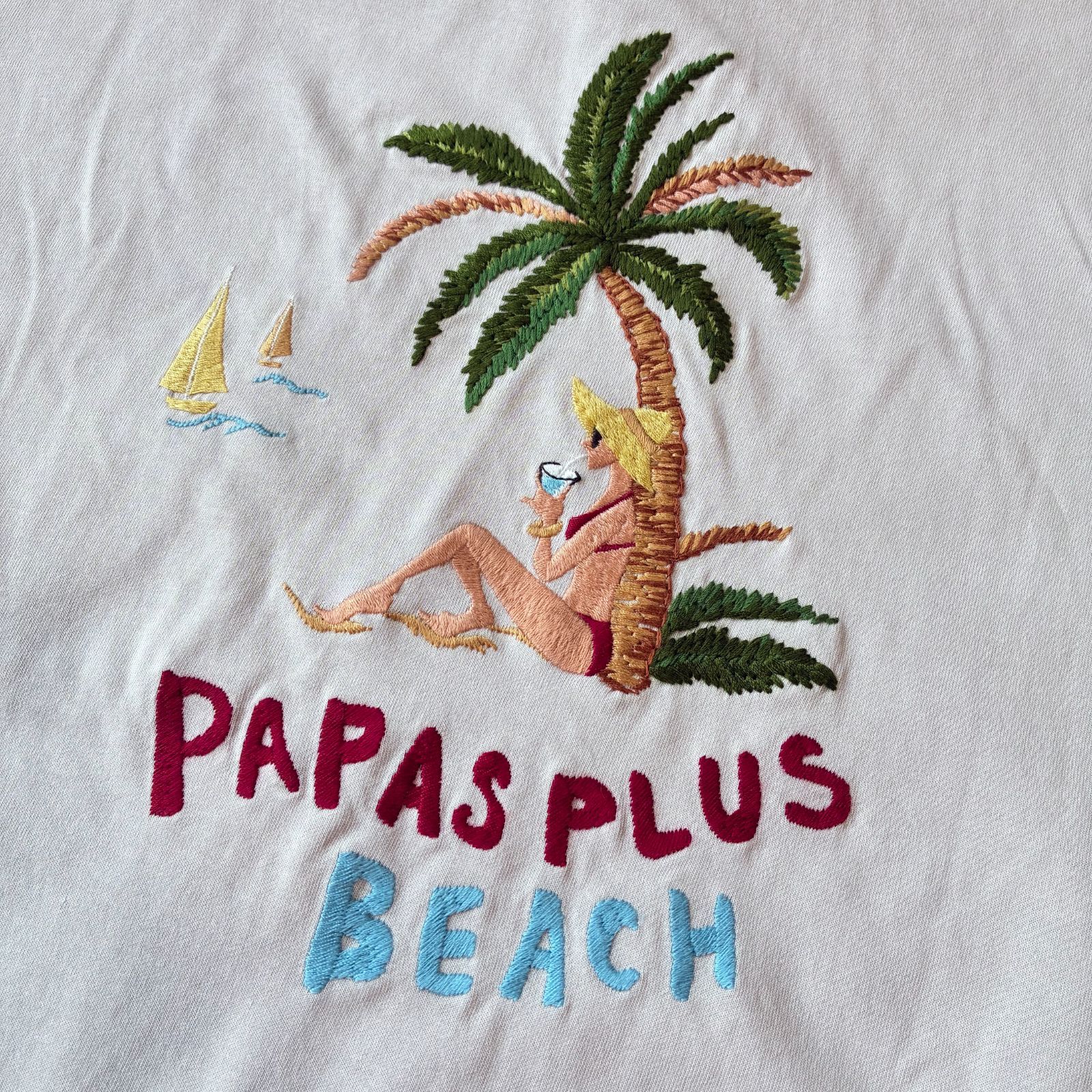 極美品 PAPAS PLUS パパスプラス コットンスキッパーシャツ 刺繍