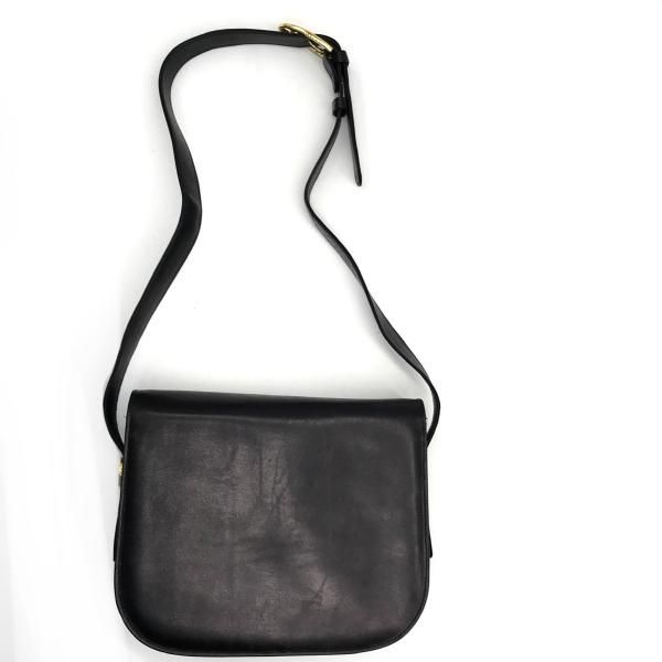 良品 CELINE セリーヌ レザー 馬車金具 サルキー ショルダー バッグ ブラック m9523 CELINE セリーヌ レザー 馬車金具 サルキー ショルダー バッグ