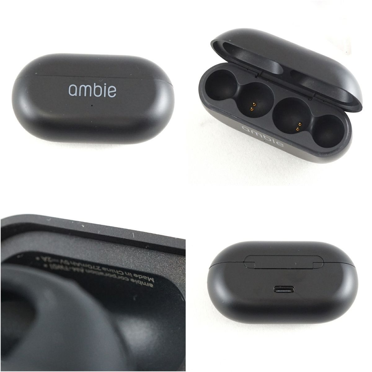 ambie AM-TW01 完全ワイヤレスイヤホン USED美品 耳を塞がない サウンドイヤーカフ 防水 IPX5 軽量 マイク アンビー 完動品 S  V0098