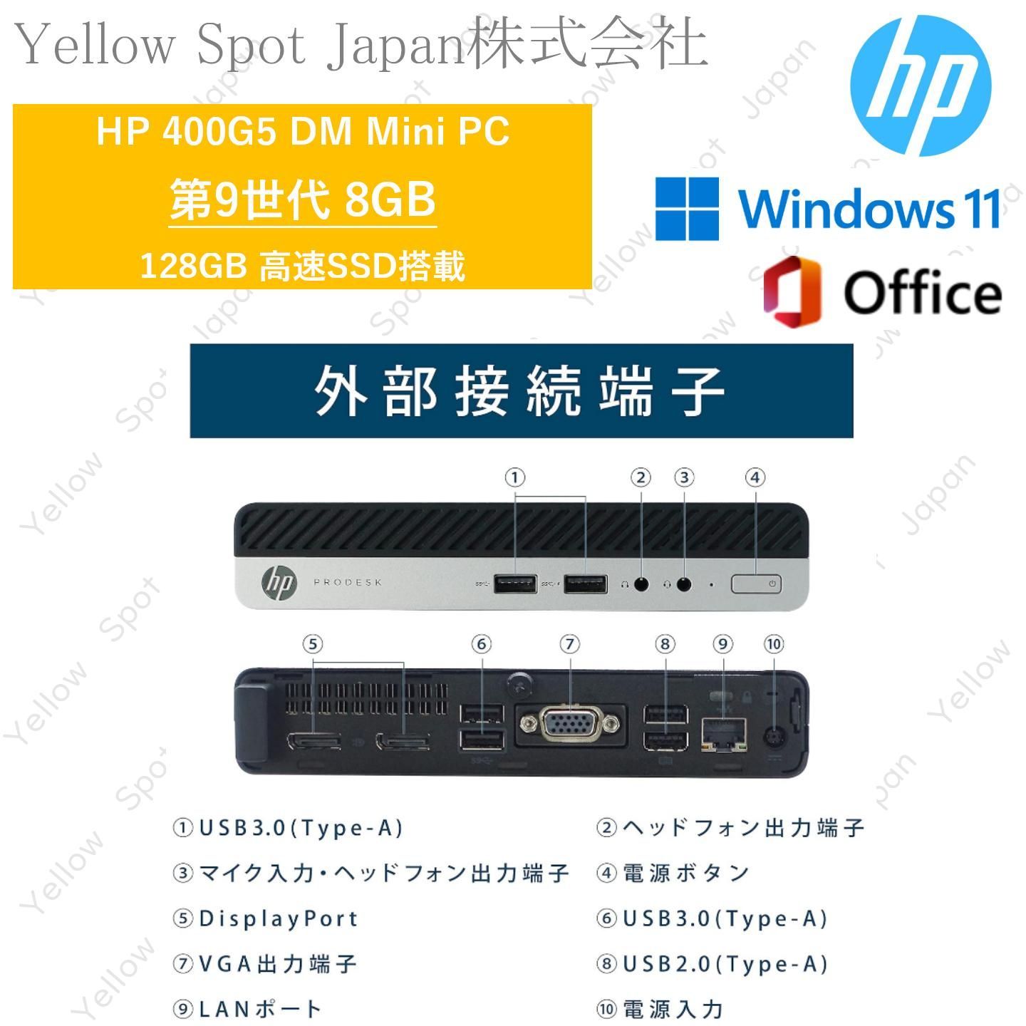 PC HP Prodesk 400G5 DM ミニPC デスクトップ パソコン 第9世代 i3 9100T 8GB SSD128GB win11 pro 搭載 整備済み品