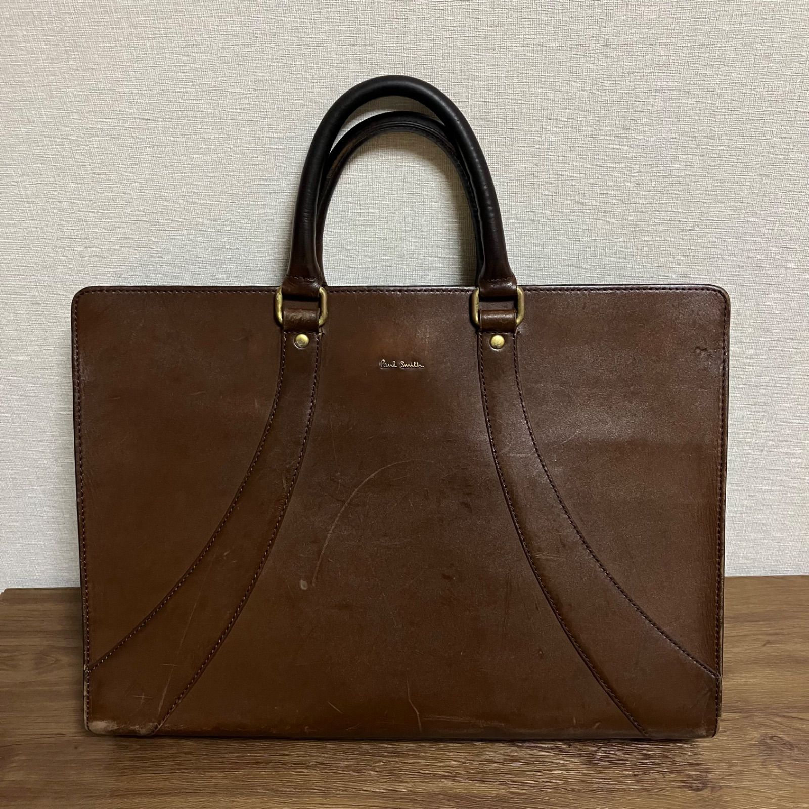 ポールスミス PaulSmith ビジネスバッグ レザー 黒×ブルー×ダーク