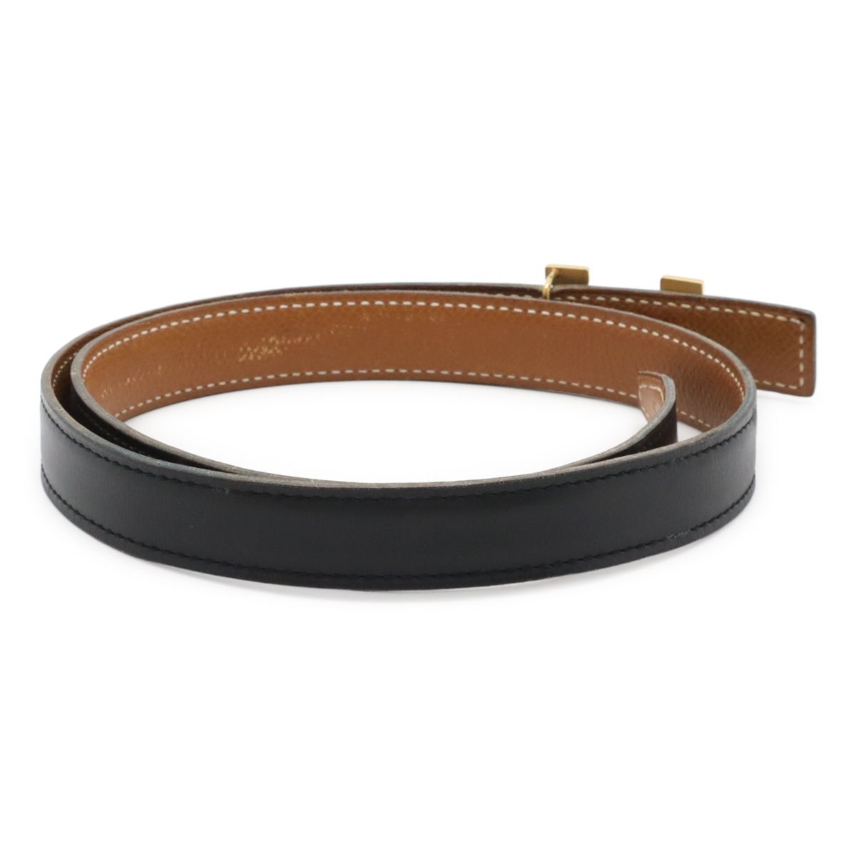 HERMES エルメス　レザーベルト ミニH ブラウン　ゴールドバックル beltkits-38?$leatherstrap=