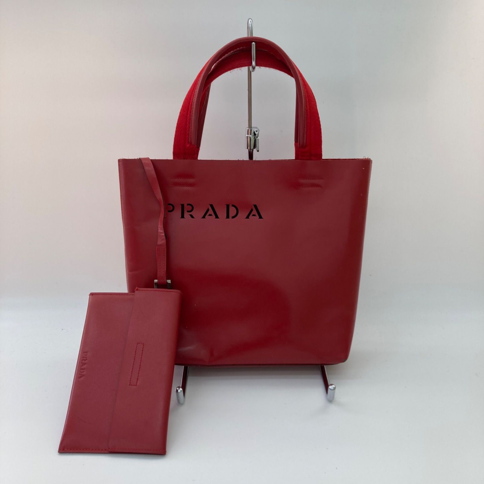 プラダ PRADA 】トートバッグ レザー ロゴ型抜き レディース ポーチ