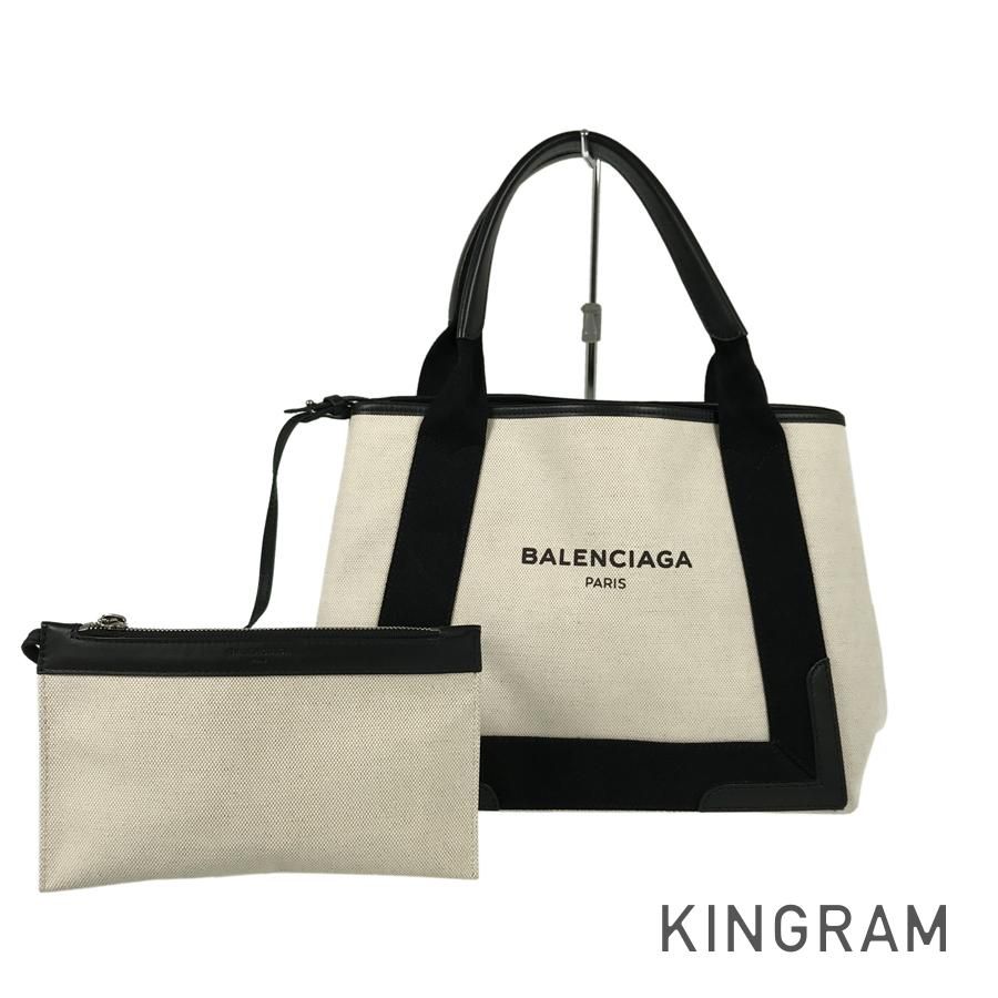 バレンシアガ BALENCIAGA ネイビーカバス 339933 キャンバス トートバッグ rsn【中古】