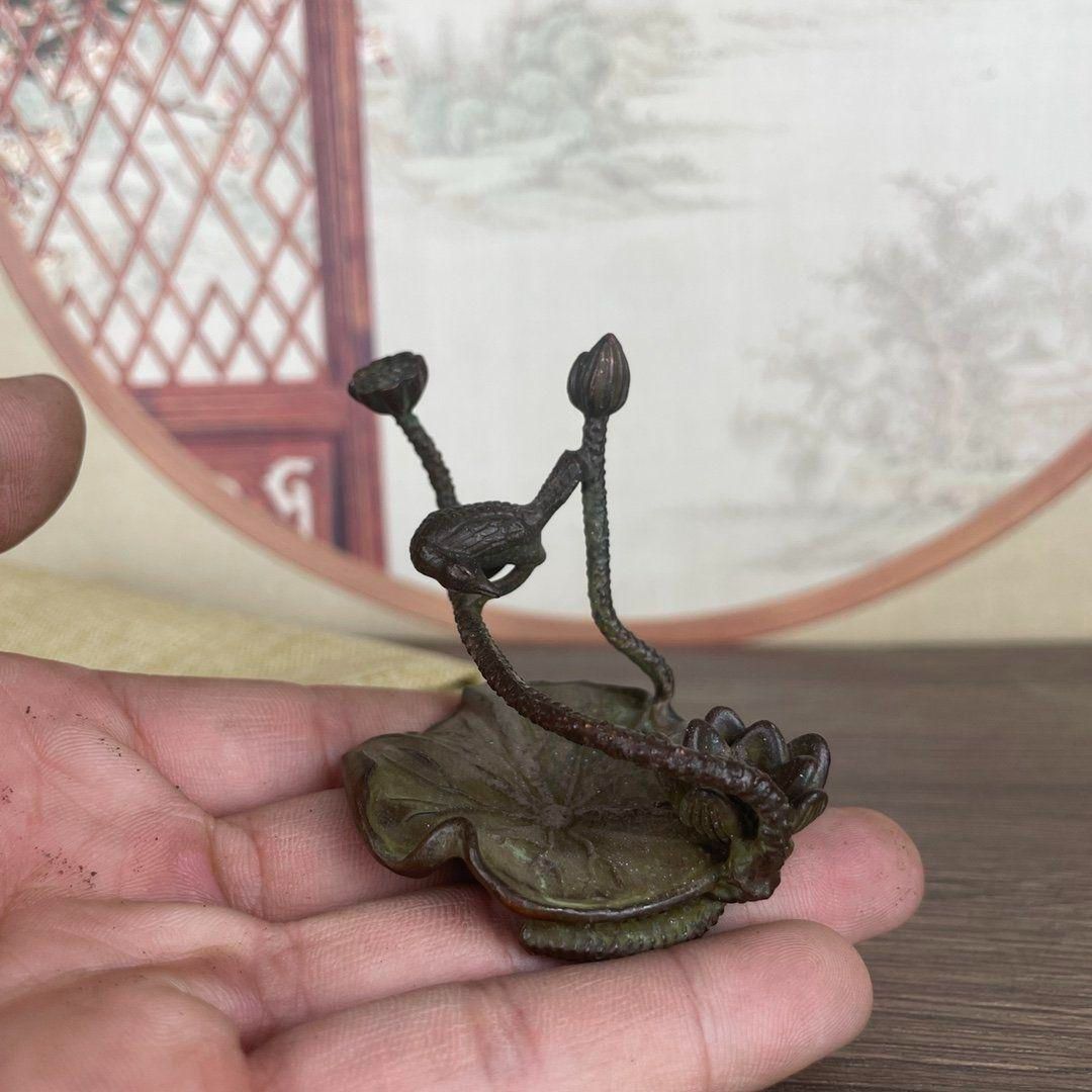 銅 細工 蓮花蓮蓬香挿 線香炉 装飾品工芸品 置物 - メルカリ