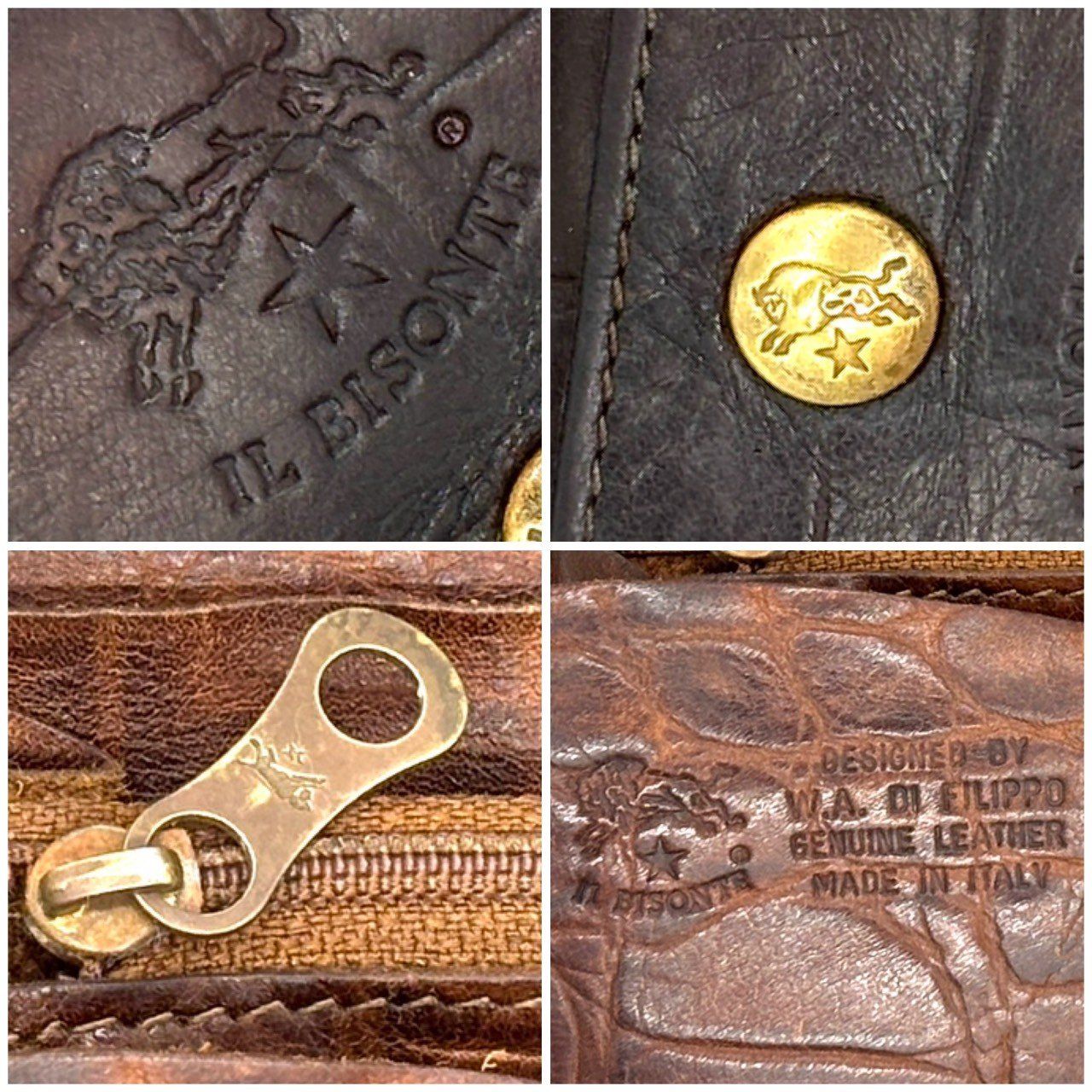 IL BISONTE イルビゾンテ ビジネスバッグ オールレザー クロコ型押し ジップアラウンド ロングウォレット | クロコ エンボスドレザー