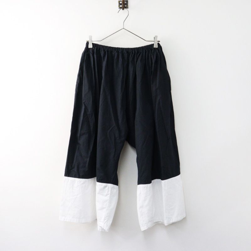 定価27500円 2025SS ホームスパン homspun 231-3378 コットンドビーツイルギャザーパンツ F スミクロXホワイト 2400014399943