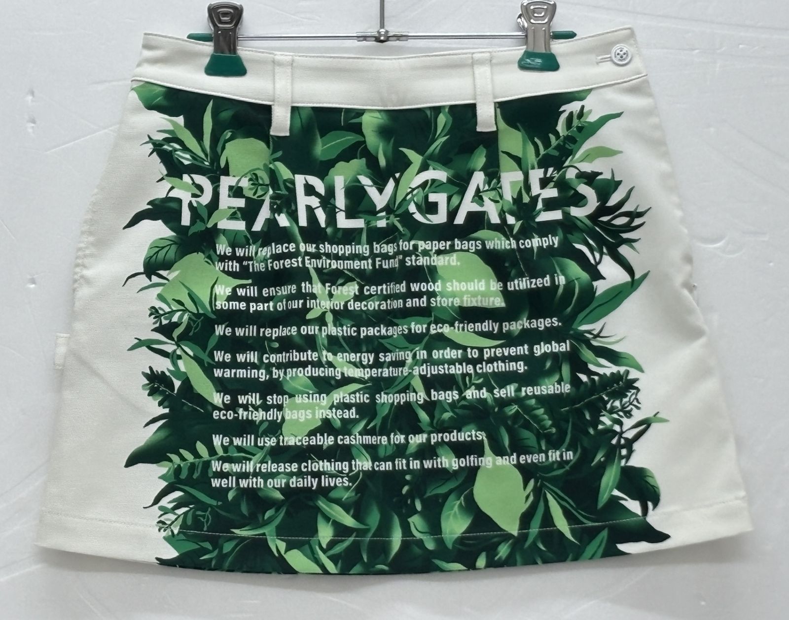 PEARLY GATES パーリーゲイツ レディース ミニスカート リーフ柄 表記サイズ0 古着 囗G