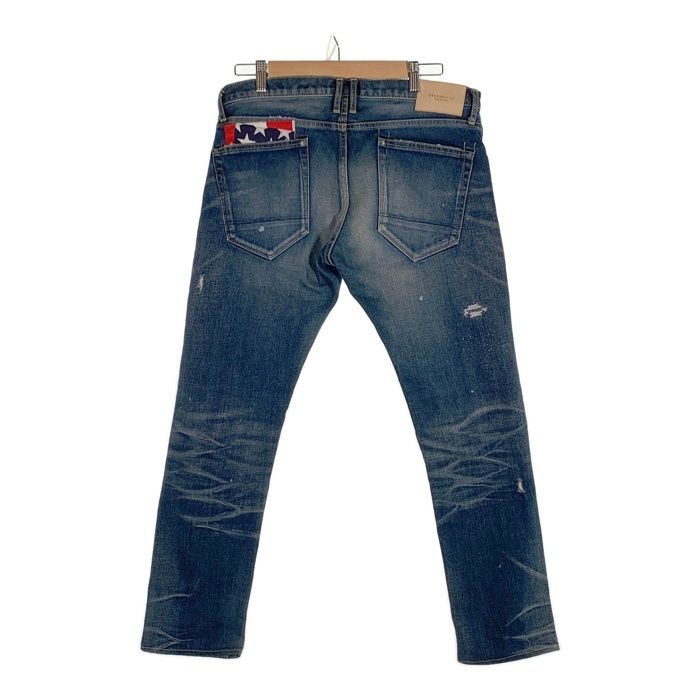 OVERDESIGN オーバーデザイン ダメージ/リペア加工 テーパードデニムパンツ インディゴ 048-816-4320 Size 34 OVERDESIGN オーバーデザイン ダメージ/リペア加工 テーパードデニム