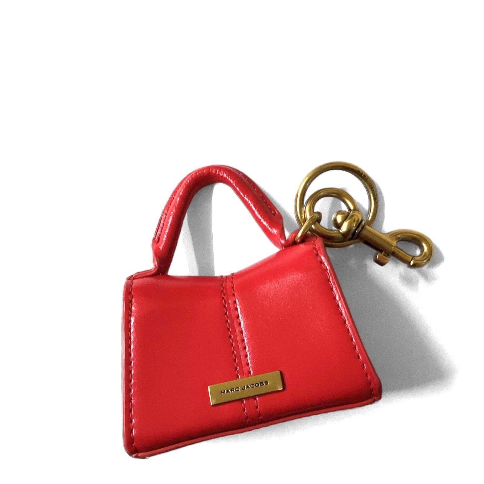 【美品】MARC JACOBS マーク ジェイコブス THE NANO ST. MARC TOP HANDLE CHARM チャーム 小物入れ 牛床革 トゥルーレッド