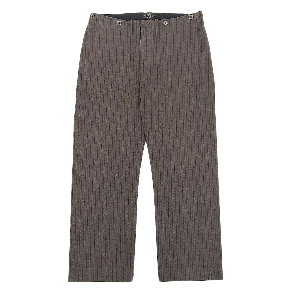 RRL ダブルアールエル Double RL ダブルアールエル LEADFIELD TROUSERS コットン シンチバック ボタンフライ ストライプサスペンダーボタン付  ワークパンツ 33/32 33/32 - 海外輸入サイト