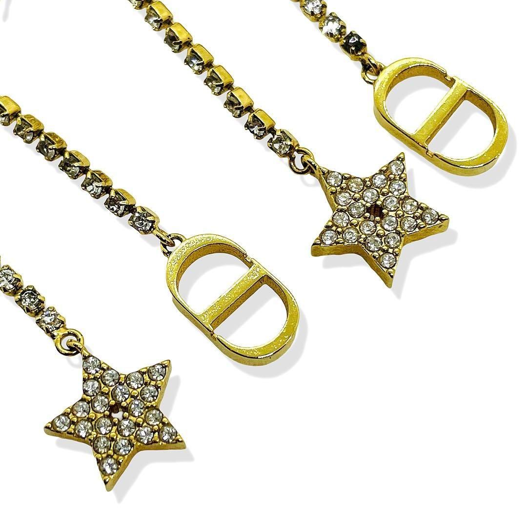 美品　Dior　ディオール　ピアス　ゴールド　ラインストーン Dior ディオール ピアス トライバル GPxラインストーンx